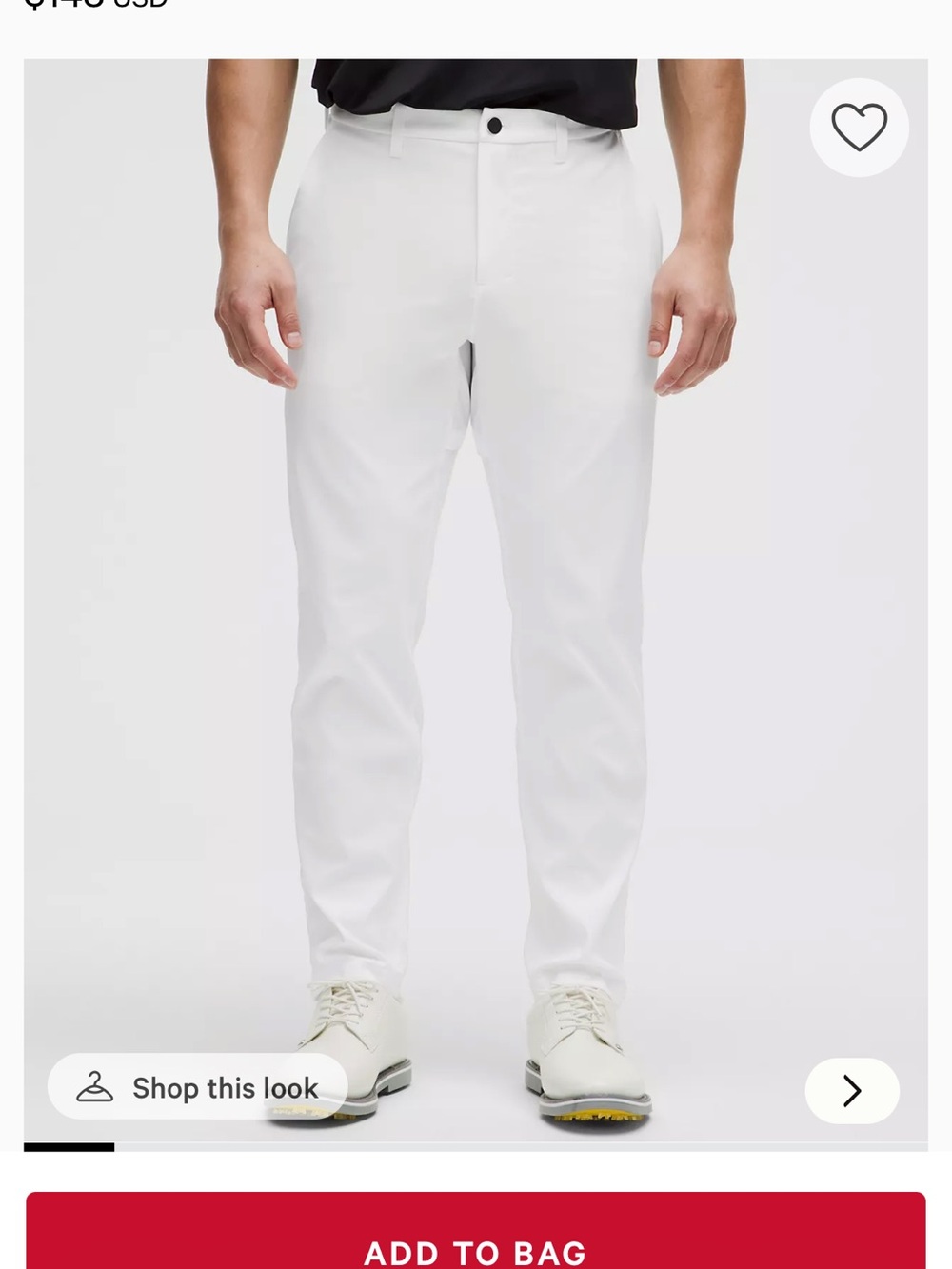 Lululemon Men's White Performance Golf Pants